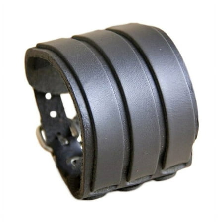 Ruanlalo Men Fashion Multilayer Belt Faux Leather Bracelet 3 Buckles Wristband Cuff Bangle Black