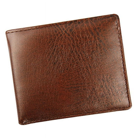 Ruanlalo Men Faux Leather ID Card Holder Zipper Pocket Money Clip Business Bifold Wallet Brown