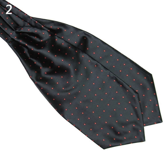 Ruanlalo Men's Fashion Smooth Polka Dots Print Ascot Tie Neck Tie Silk Blend Scarf Cravat Black & Red