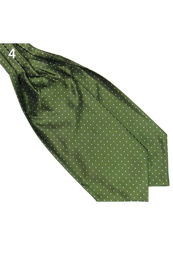 Men's Fashion Smooth Polka Dots Print Ascot Tie Neck Tie Silk Blend Scarf Cravat Dark Green