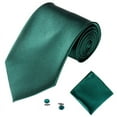 thumbnail image 1 of Ruanlalo Men's Fashion Solid Color Suits Ties Necktie Cufflinks Hanky Set Tuxedo Suit Dark Green, 1 of 1