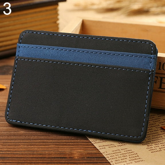 Ruanlalo Mens Fashion Faux Leather Magic Credit Card ID Money Clip Slim Wallet Holder Blue