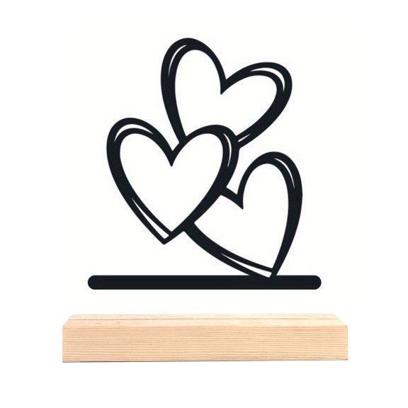 Ruanlalo Metal Heart Sign 3 Love Hearts Sculpture with Wooden Base Romantic Mantel Tabletop Decor for Valentine's Day Anniversary Wedding
