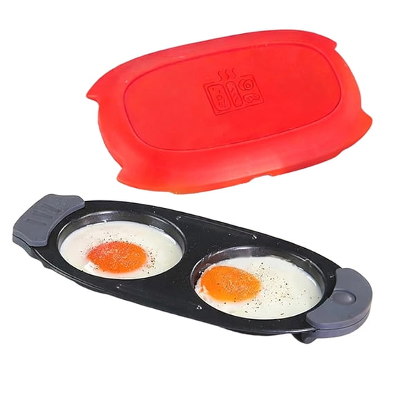 Ruanlalo Microwave Egg Cooker Quick-Heat Dual Compartment Cooking Egg Maker Non-Stick Coating Mini Omelet Maker with Heat-Resistant Handle
