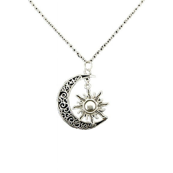 Ruanlalo Necklace Moon Sun Shape Vintage Style Alloy Unisex Fashion Chain Necklace for Gifts
