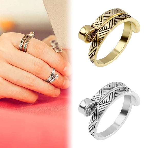 Ruanlalo Opening Rings,5Pcs Opening Rings Adjustable Opening Thimble Yarn Holder Cute Curved Design Prevent Friction And Blisters Knitting Crochet Rings Sewing Shop Supply