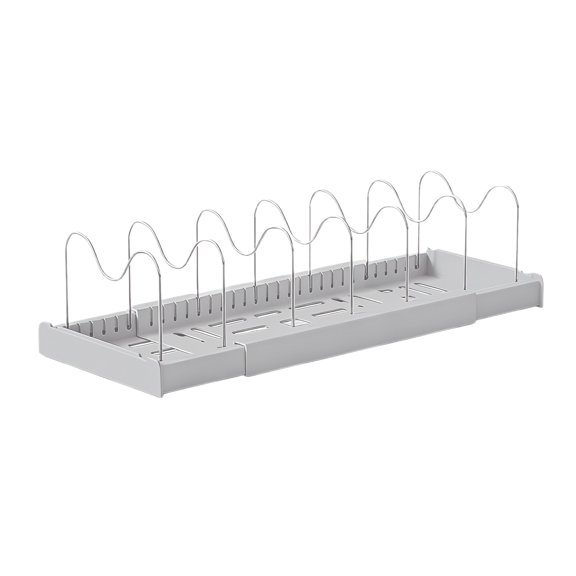 Ruanlalo Pot Rack Stainless Steel Divider Adjustable Lid Organizer with Expandable Ventilated Base Rust-Proof Kitchen Cabinet Storage Rack Cooking Utensil Holder