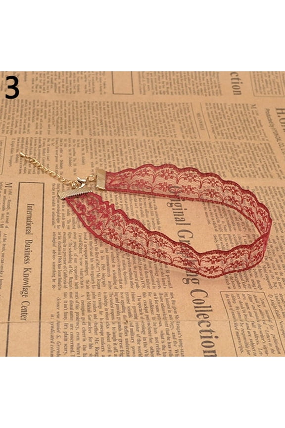 Punk Lace Hollow Women Choker Necklace Gothic Jewelry Bridal Boho Charm Burgundy