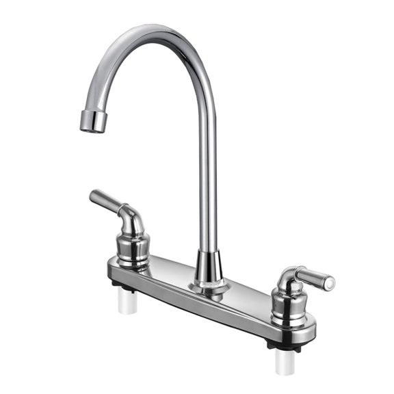 Ruanlalo RV Faucet Two Handle Kitchen Faucet High Arch Spout Faucet 360 Swivel 8" Chrome-Plated Metal Bubbler Faucet