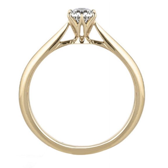 Ruanlalo Ring Six-Claw Elegant Alloy Cubic Zirconia Ring for Party Golden US 7