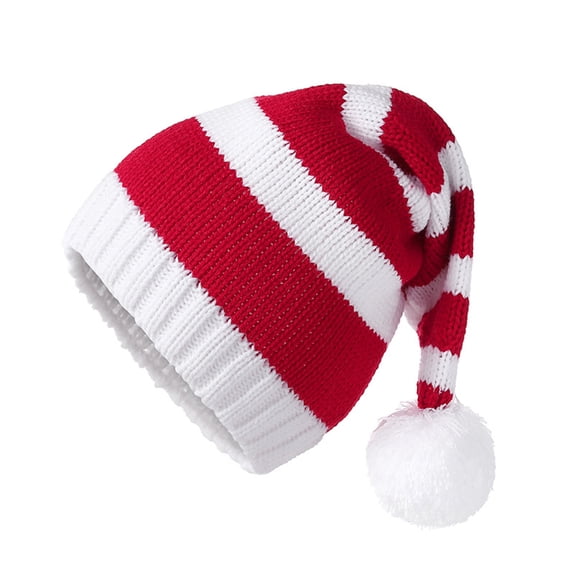 Ruanlalo Santa Hat for Adults Kids Winter Knitted Christmas Hat Xmas Party Skull Cap with Pompom for Men Women