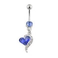 thumbnail image 1 of Ruanlalo Shiny Rhinestone Dangle Love Heart Barbell Navel Belly Bar Button Ring Piercing Sapphire Blue, 1 of 6