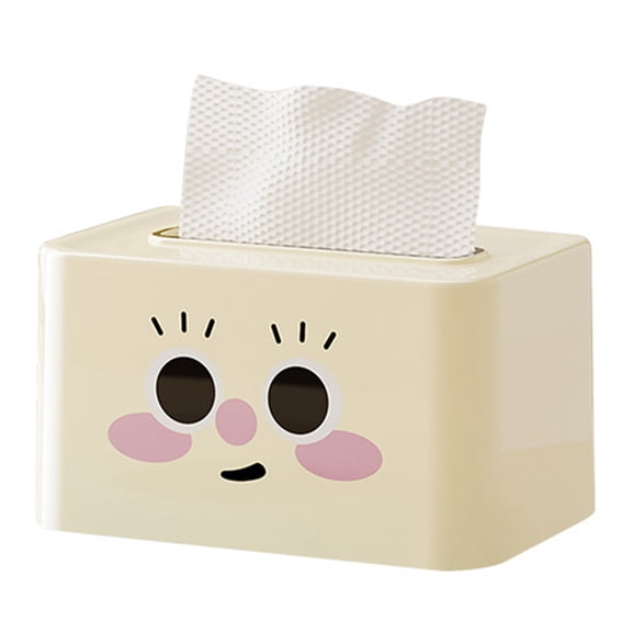 Ruanlalo Smile Face Tissue Box Cute Tissue Holder with Spring Mechanism Rectangular Tissue Case Tissue Box Cover Napkin Dispenser for Bedroom Bathroom Car