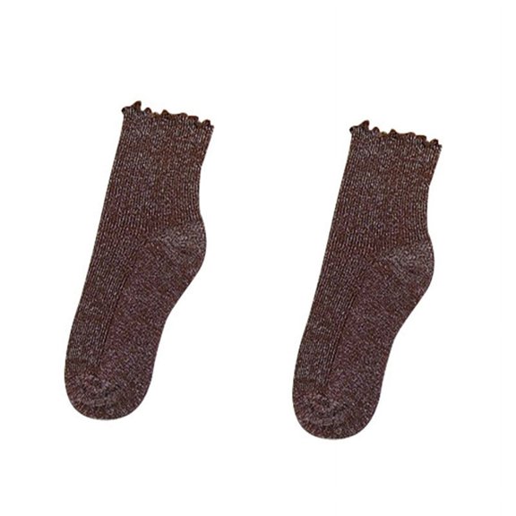 Ruanlalo Socks,Fashion Women Solid Color Glitter Ribbed Breathable Cotton Middle Tube Socks
