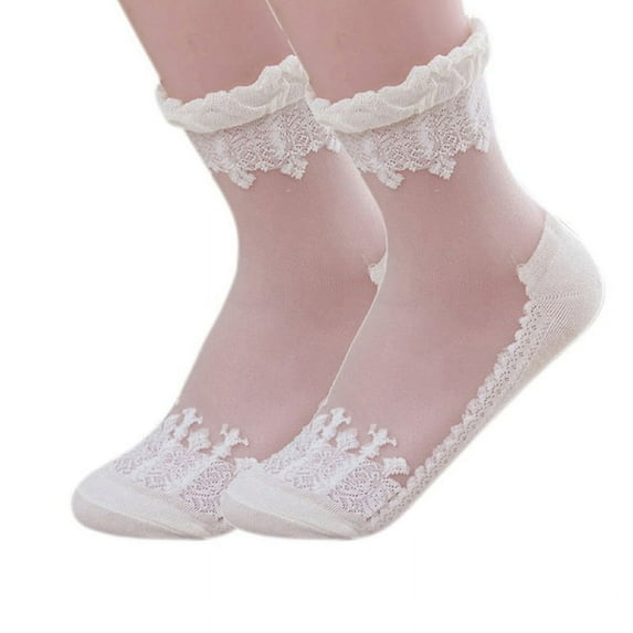 Ruanlalo Socks Ultra-thin Breathable Lace Short Ankle Socks for Gift White