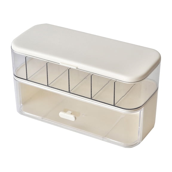 Ruanlalo Stackable Cable Organizer Storage Box Double-Layer Plastic Storage Case with Lid Wire Management Box with Drawer for Cords Chargers Jewelry Hair Ties