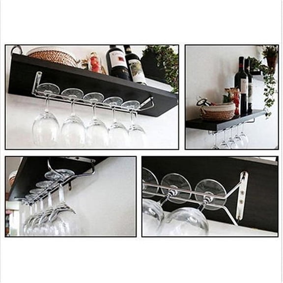 Ruanlalo Stainless Steel Cabinet Wine Glass Rack Kitchen Dining Bar Goblet Holder Hanger 2 Row