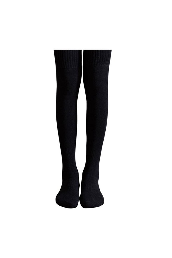Stockings,1 Pair Winter High Socks Elastic Anti-slip Solid Color Thick Tight Warm Plush Lengthened Winter Stockings for School