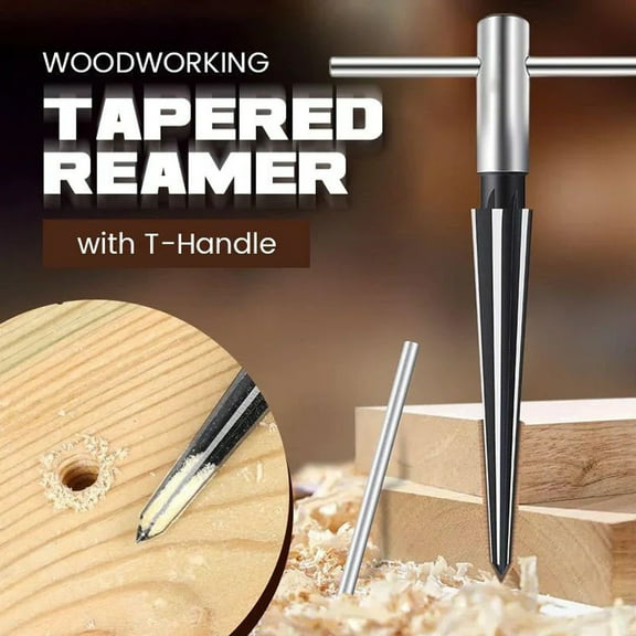 Ruanlalo Tapered Reamer,Tapered Reamer High Hardness Wear Resistant Tapered Straight Flute T Handle Reamer Woodworking Supply