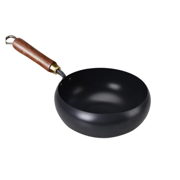 Ruanlalo Traditional Wok Hammered Iron Pan with Non-Stick Coating Wooden Handle Frying Pan Japanese Cookware for Gas And Induction Stoves