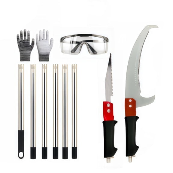 Ruanlalo Tree Pruner Pole Saw Manual Telescopic Pole Saw Extendable Tree Pruning Saw with Telescopic Extension Pole for High Tree Branch Repair