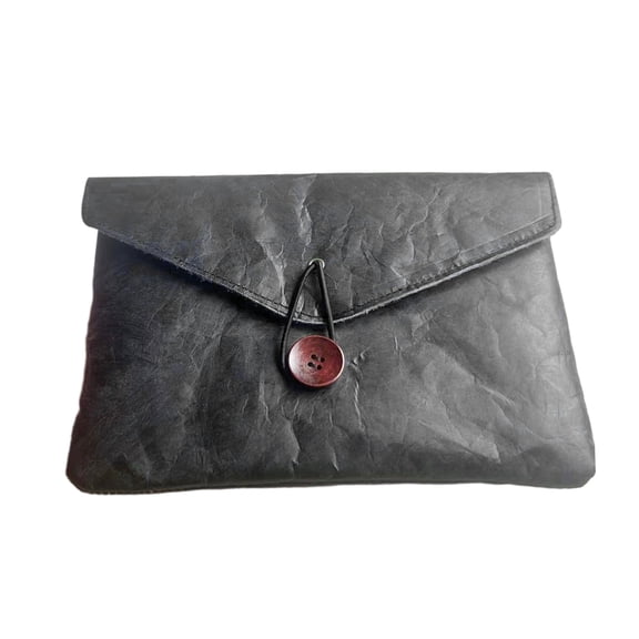 Ruanlalo Tyvek Paper File Folder with Liner Waterproof Portfolio Envelope Holder with Button Closure Portable Tablet Protective Case for IPad Documents Stationery Organizer