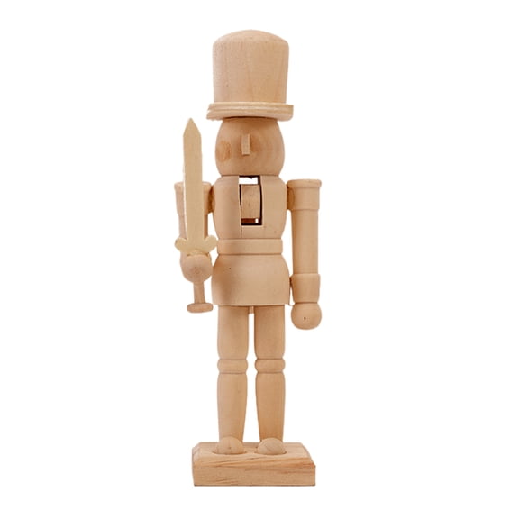 Ruanlalo Unfinished Nutcracker Soldier Wooden DIY Nutcracker Figure Unpainted Nutcracker Soldier Figurine for Christmas Decoration Craft Project