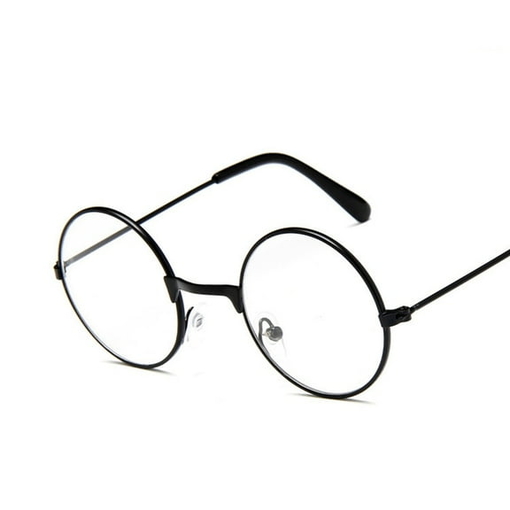 Ruanlalo Vintage Round Metal Frame Resin Lens Kids Eye Glasses Photography Studio Prop Black