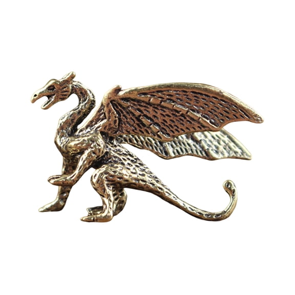 Ruanlalo Vintage Winged Dragon Brass Ornaments Copper Dragon with Wing Figurine Collectible Bronze Carved Sculpture for Living Room Bookshelf Desktop Decor