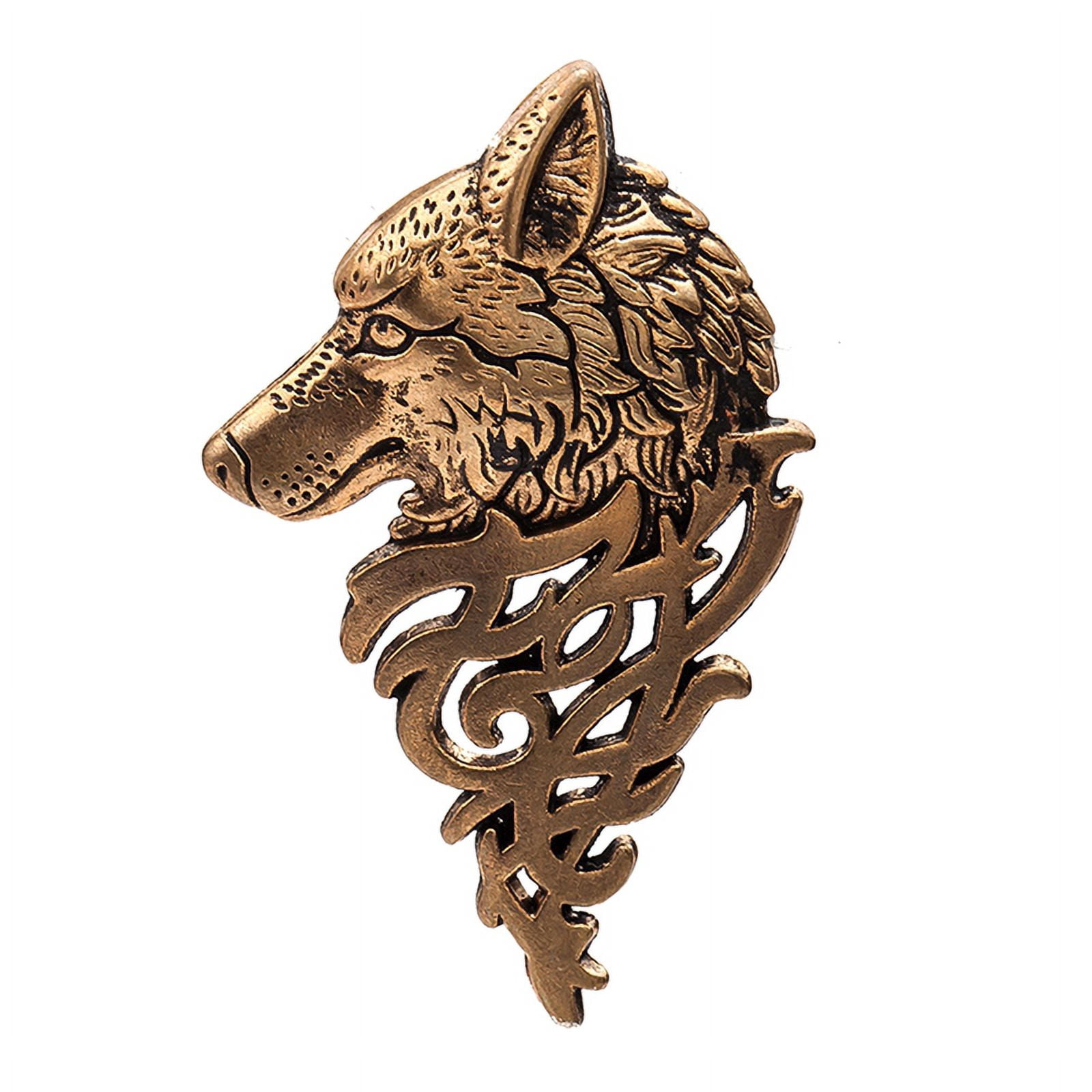 MIXIA Vintage Wolf Head Lapel Brooch Pin - Antique Gold Animal Jewelry For Men & Women - View #12