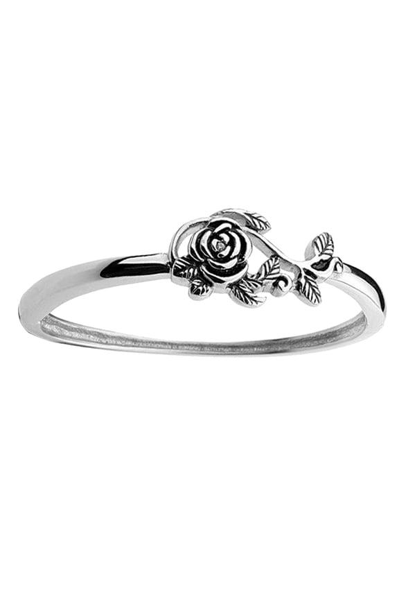 Wedding Ring Rose Design Elegant Classic Delicate Wedding Ring for Wedding Silver US 6