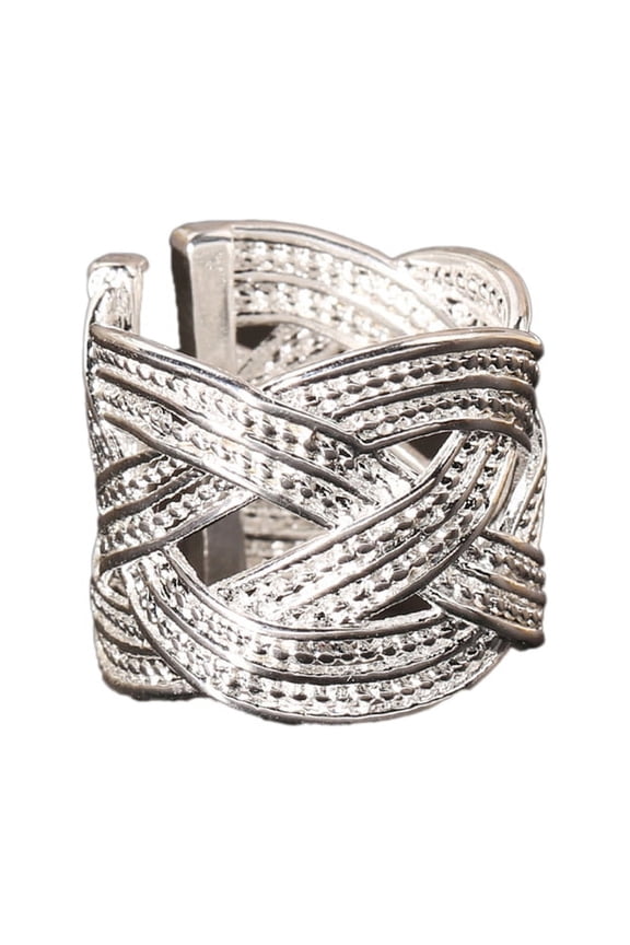 Women Fashion Silver Plated Ethnic Style Opening Claw Mesh Finger Ring for Wedding Party
