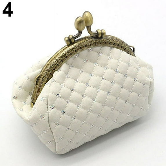 Ruanlalo Women Fashion Rhombic Pattern Wallet Card Coin Purse Clutch Handbag Mini Bag White