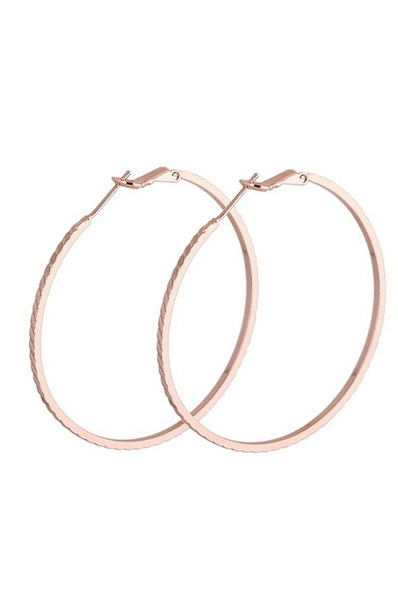 Women Fashion Round Big Circle Large Hoop Huggie Loop Earrings Jewelry Rose Gold