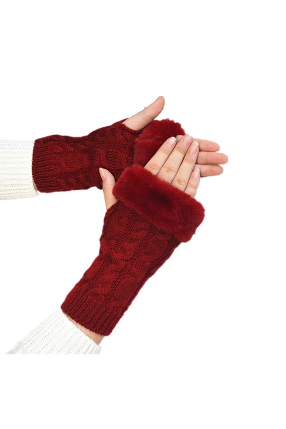 Women Gloves,1 Pair Warm Gloves Breathable Good Thermal Insulation Arm Warmer Fingerless Knitted Long Gloves for Writing