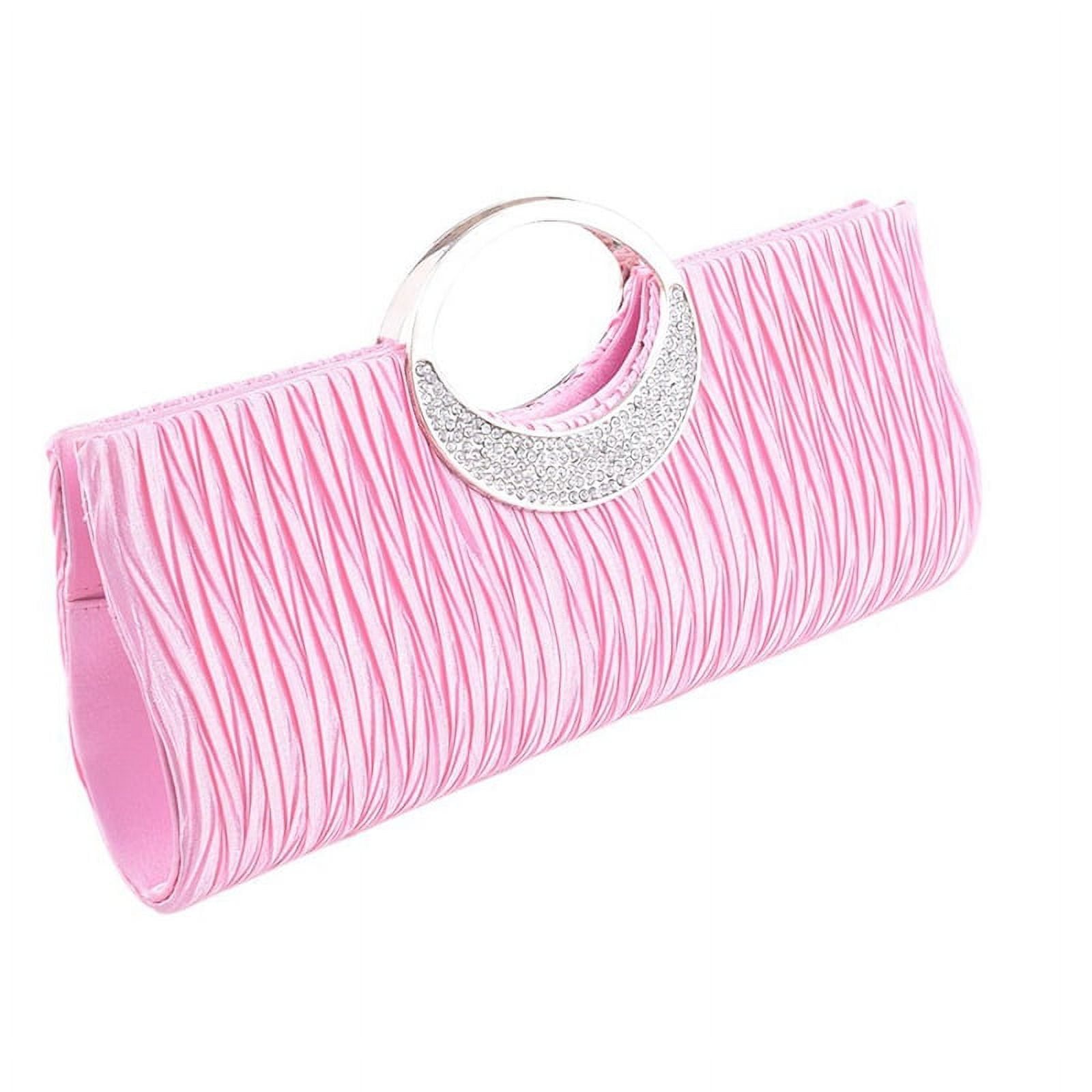 Pale Pink Satin Pleated Clutch Evening outlets Bag