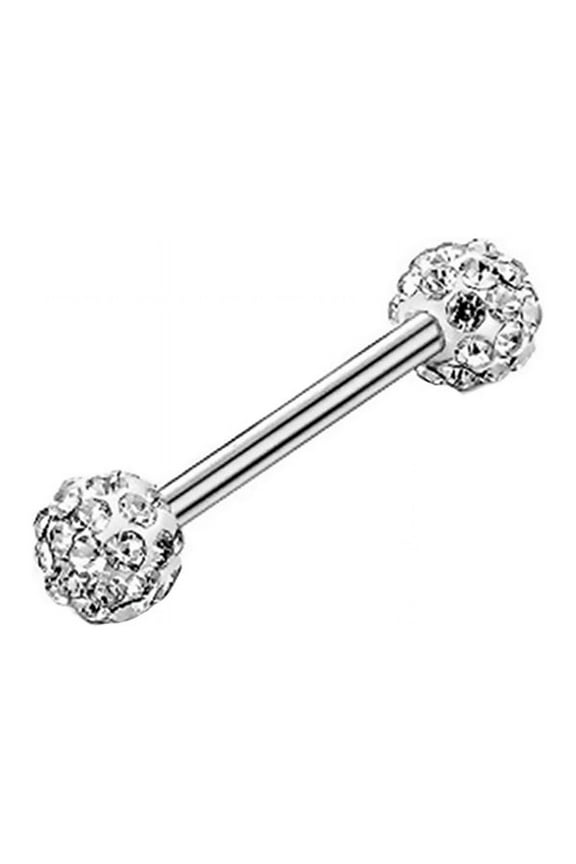 Women Rhinestone Tongue Nose Nipple Ring Stud Earrings Body Piercing Jewelry White