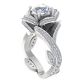 thumbnail image 1 of Ruanlalo Women Romantic Gift Wedding Party Flower Leaf Shiny Zircon Knuckle Finger Ring White 6, 1 of 6