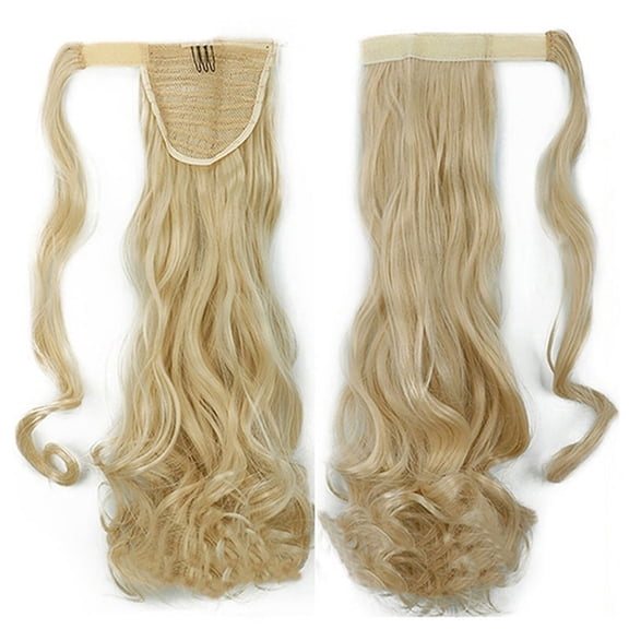 Ruanlalo Women\'s Beauty Long Wavy Ponytail Wigs Clip in Pony Tail Hair Piece Extension Light Blond