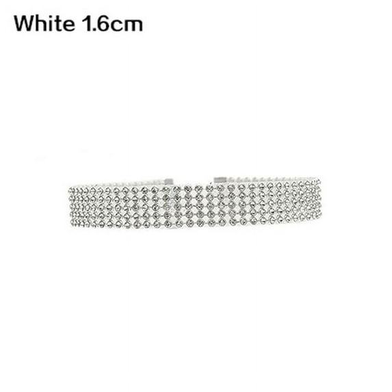 Ruanlalo Women\'s Fashion Full Rhinestones Sparkling Choker Short Collar Necklace Jewelry White 1.6cm