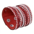 thumbnail image 1 of Ruanlalo Women's Multilayer Rivet Rhinestone Velvet Cuff Bangle Wristband Bracelet Gift Red, 1 of 6