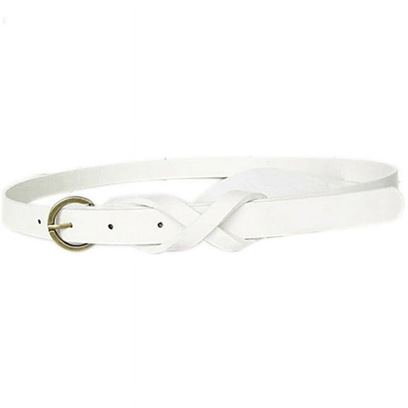 Ruanlalo Women\'s Vintage Simple Thin Waist Belt Metal Buckle Skinny Faux Leather Belt White