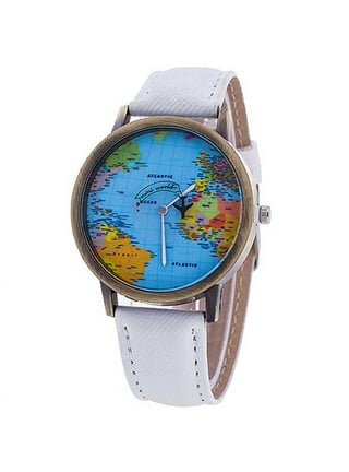 Watch with world map face best sale