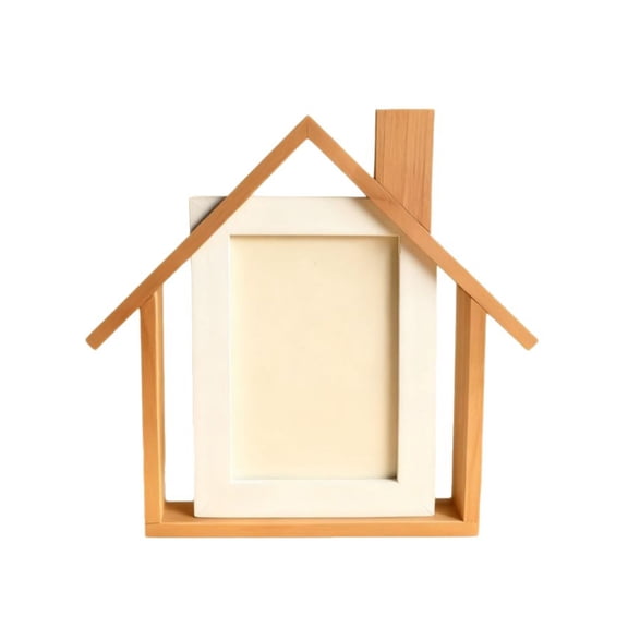 Ruanlalo Wood House Shaped Photo Frame Handcrafted House Tabletop Picture Frame for Mother Grandma Kids Family Wedding Gift