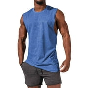 Ruanyu Men's Sleeveless Tank Tops Crewneck Solid Loose Fit Shirt
