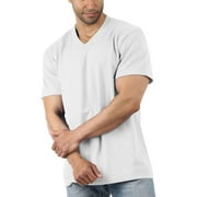 Ruanyu Mens Heavyweight Basic Short Sleeve V-Neck T-Shirts Solid Color Casual Tee Shirt Top S-2XL