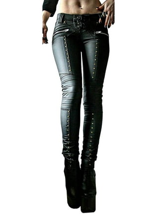 Black Gothic Pants for Women with Chains Cargo Pants Pants Buckle Strap  Goth Steampunk Skinny Leggings Cargo Jogger