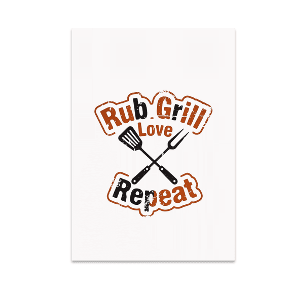 Rub Grill Love Repeat - Barbecue Enthusiast - 13x19 Poster Print
