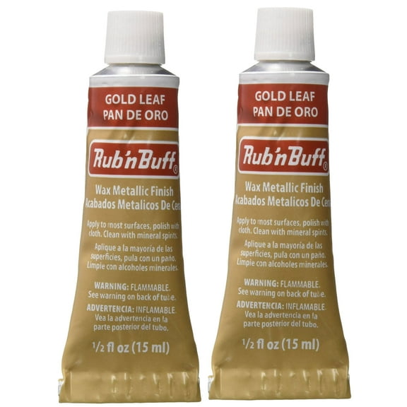 Rub N Buff Wax Metallic Finish Gold Leaf 0.5 Fluid Ounce 2 Pack