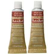 Rub N Buff Wax Metallic Finish Gold Leaf 0.5 Fluid Ounce 2 Pack